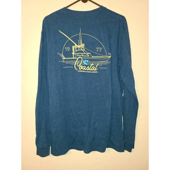 T-Shirt Men Long Sleeve 2X CCA Coastal Conservation Assoc. Print Crew Neck (KKK) - Picture 2 of 2